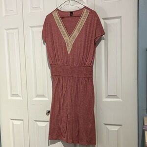 Women's Red Dress with Lace Detail